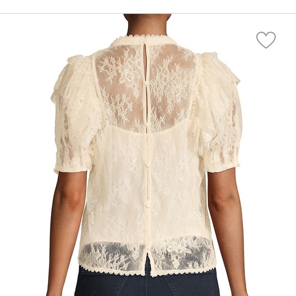 NWT Free People Ruffle short sleeve lace top - Picture 3 of 12